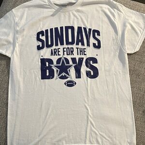 White Graphic T-Shirt with Blue Print